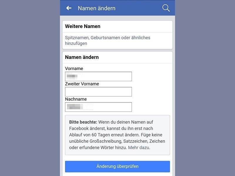 Facebook-Namen auf iPhone und Android ändern
