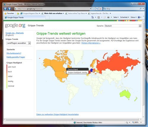 Google Grippe Trends: Mit Google Grippe-Infektionen verfolgen