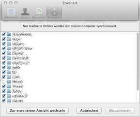 Dropbox: Selektive Synchronisation in Mac OS X