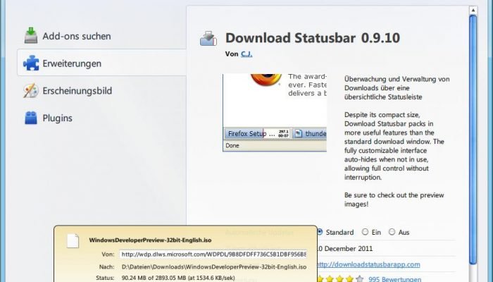 Download Statusbar in Firefox