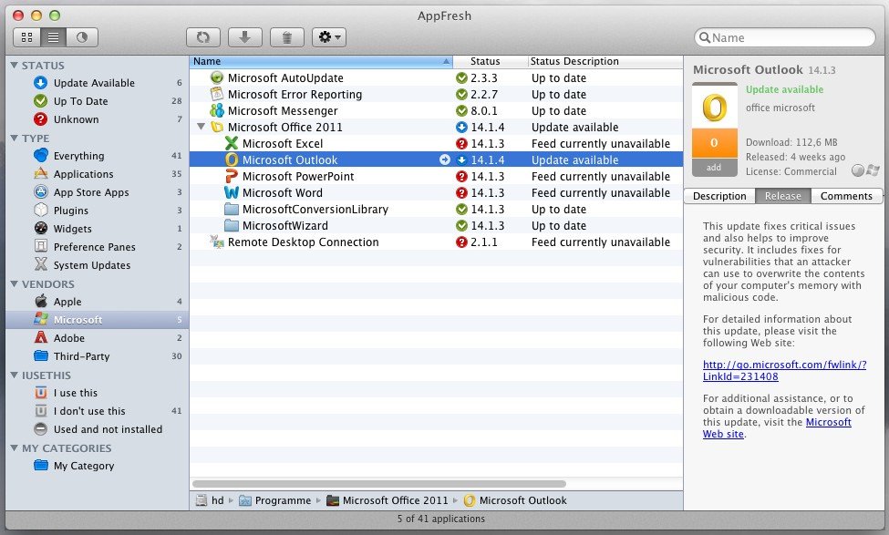 AppFresh: Updates für fast alle Mac-Programme laden