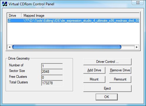 MS Virtual CD-Rom Control Panel