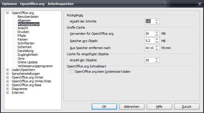 OpenOffice Writer: Anzahl der Rückgängig-Schritte erhöhen