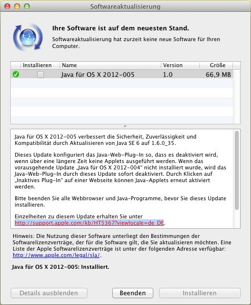 Sicherheit von Java in Mac OS X erhöhen