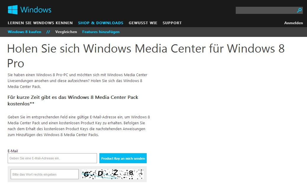 Windows Media Center-Pack für Windows 8 kostenlos downloaden