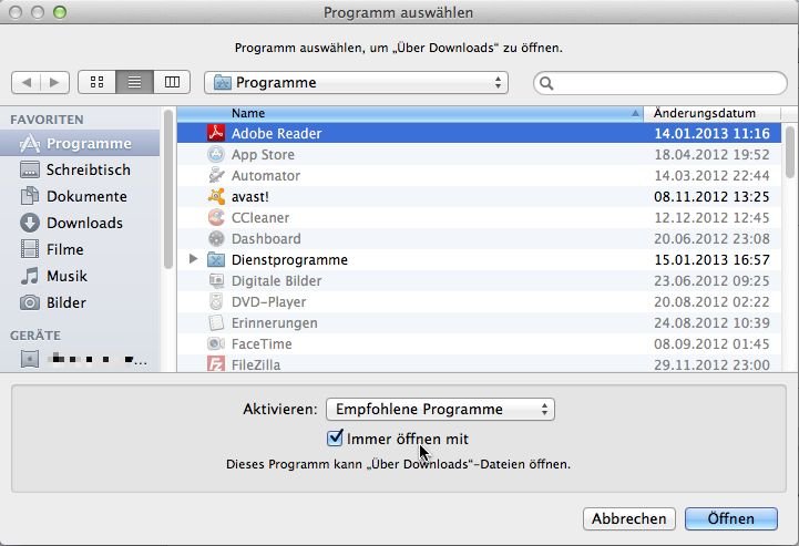 Einstellen, welche Mac-App zum Öffnen einer bestimmten Datei verwendet wird