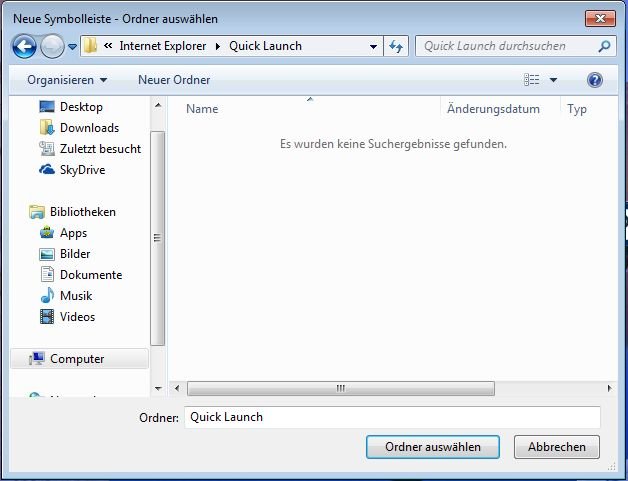 Schnell-Start-Leiste nach-rüsten in Windows 7