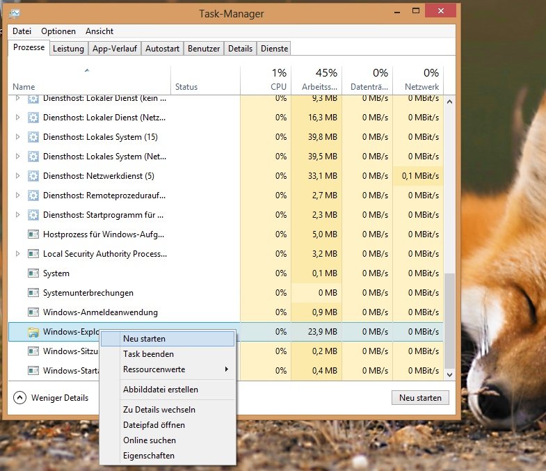 Windows 8: Desktop (Explorer) neu starten leicht gemacht