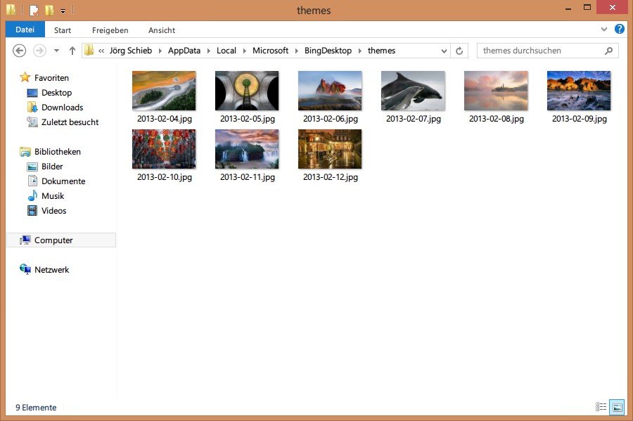 Mit der Bing-Desktop-App auf frühere Hintergrund-Bilder zugreifen