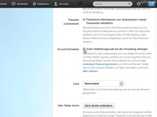 Twitter: Beim Einloggen Verifizierungs-Code per Handy abfragen
