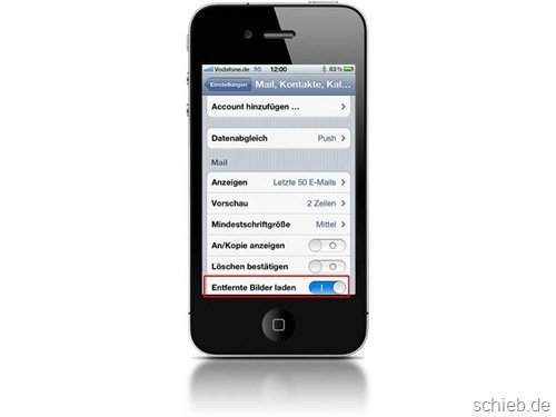eMail-App von iOS: Bilder nicht automatisch herunterladen