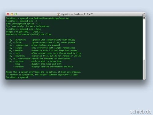 OSX: Dateien und Ordner mit dem Terminal sicher löschen