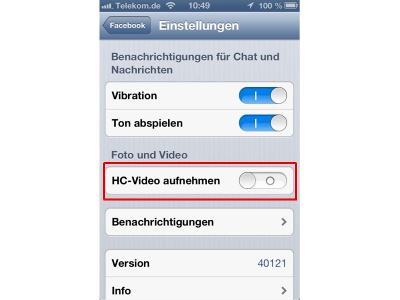 Facebook für iOS: Videos in HD-Qualität aufnehmen