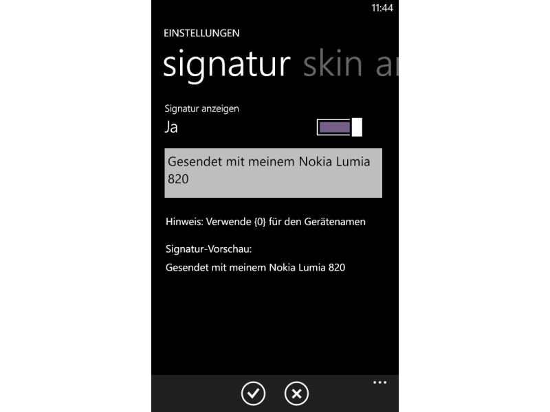 Standard-Signatur von eMails bei Windows Phone-Handys ändern