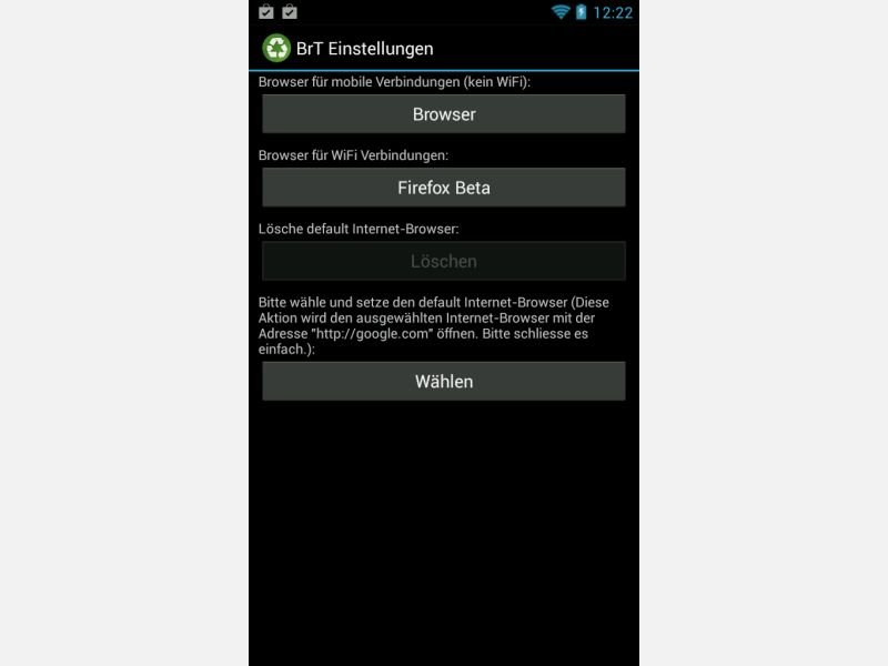 Android: Standard-Browser je nach Verbindungs-Typ einstellen