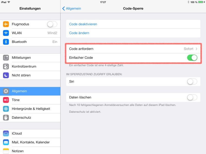 iOS 7: So erstellen Sie einen Bildschirm-Sperr-Code