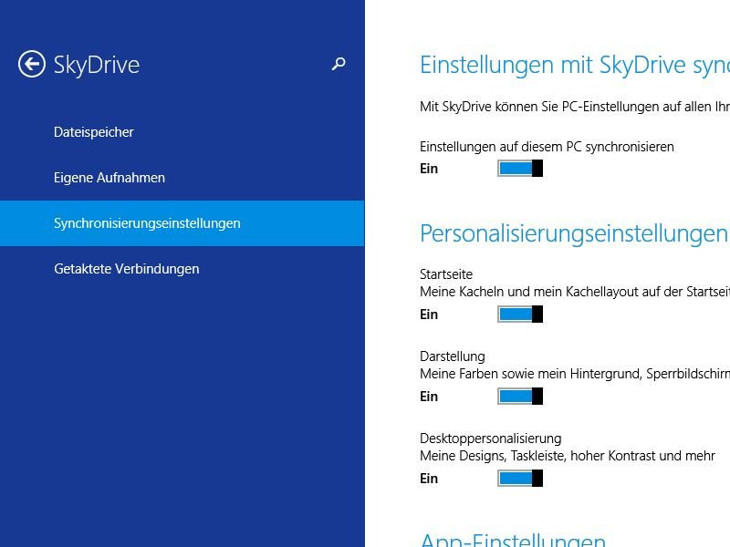 Windows 8.1: Welche Daten werden mit SkyDrive synchronisiert?