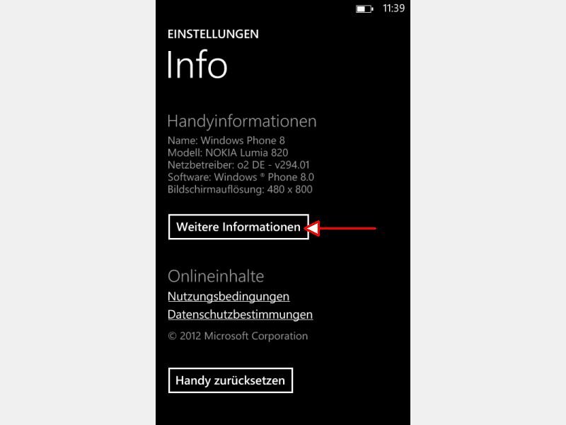 Windows Phone 8: So finden Sie die MAC-Adresse des Handys heraus