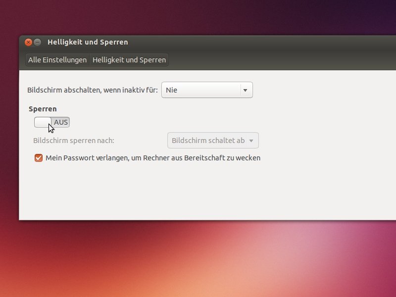 Ubuntu 13.10: So verhindern Sie das automatische Sperren des PCs