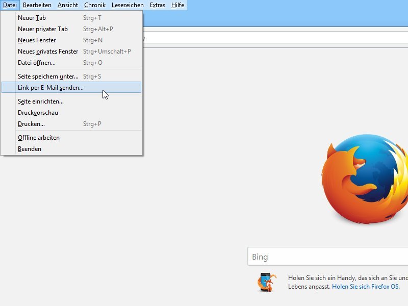 Firefox: Link zu einer Webseite per eMail senden
