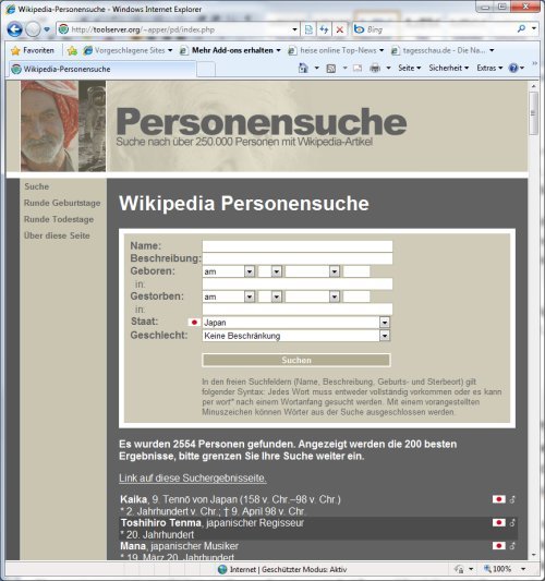 Wikipedia als Personensuchmaschine verwenden