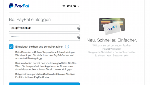 PayPal Onetouch macht Bezahlen einfacher