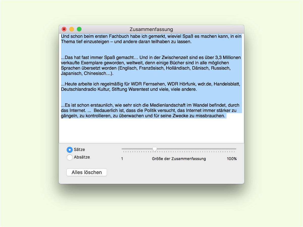 Lange Dokumente und Texte am Mac schnell zusammenfassen