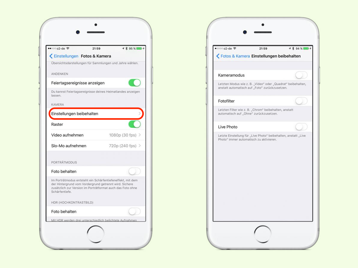 iOS: Foto-Modus und Filter in der Kamera-App merken