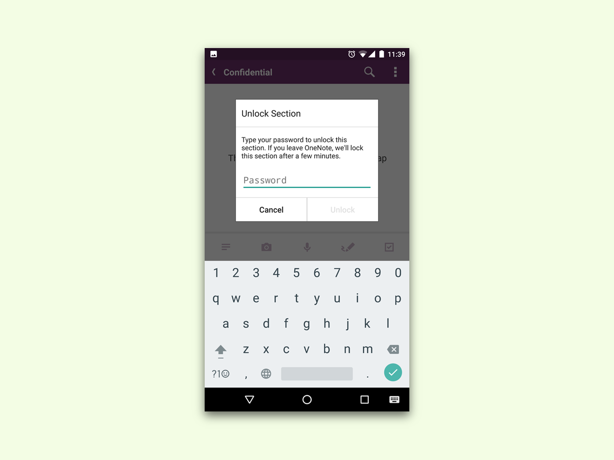 OneNote für Android: Geheime Notizen öffnen