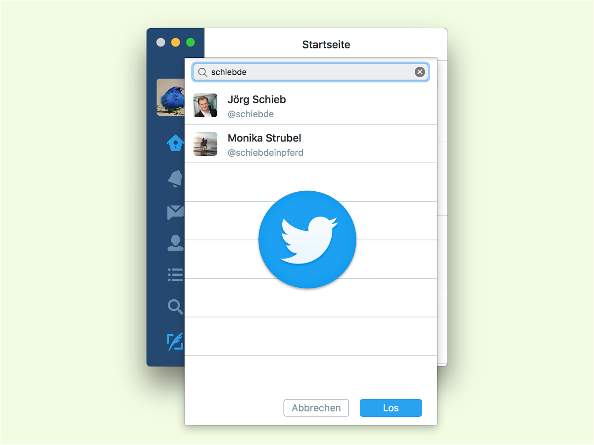 Twitter für Mac: Profil eines anderen Nutzers anzeigen