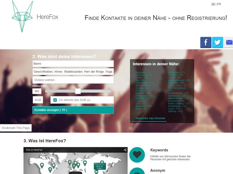 HereFox: Anonymer Chat-Service findet interessante Kontakte in der Region