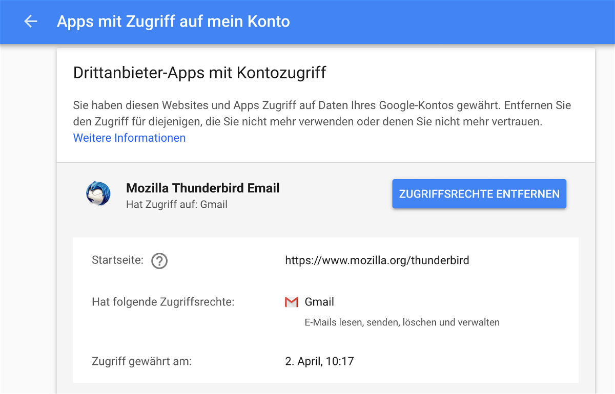 Google Mail: Dritter-Anbieter-Apps den Zugriff verweigern