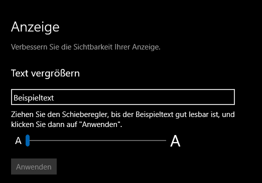 Textgröße in Programmen unter Windows 10 anpassen