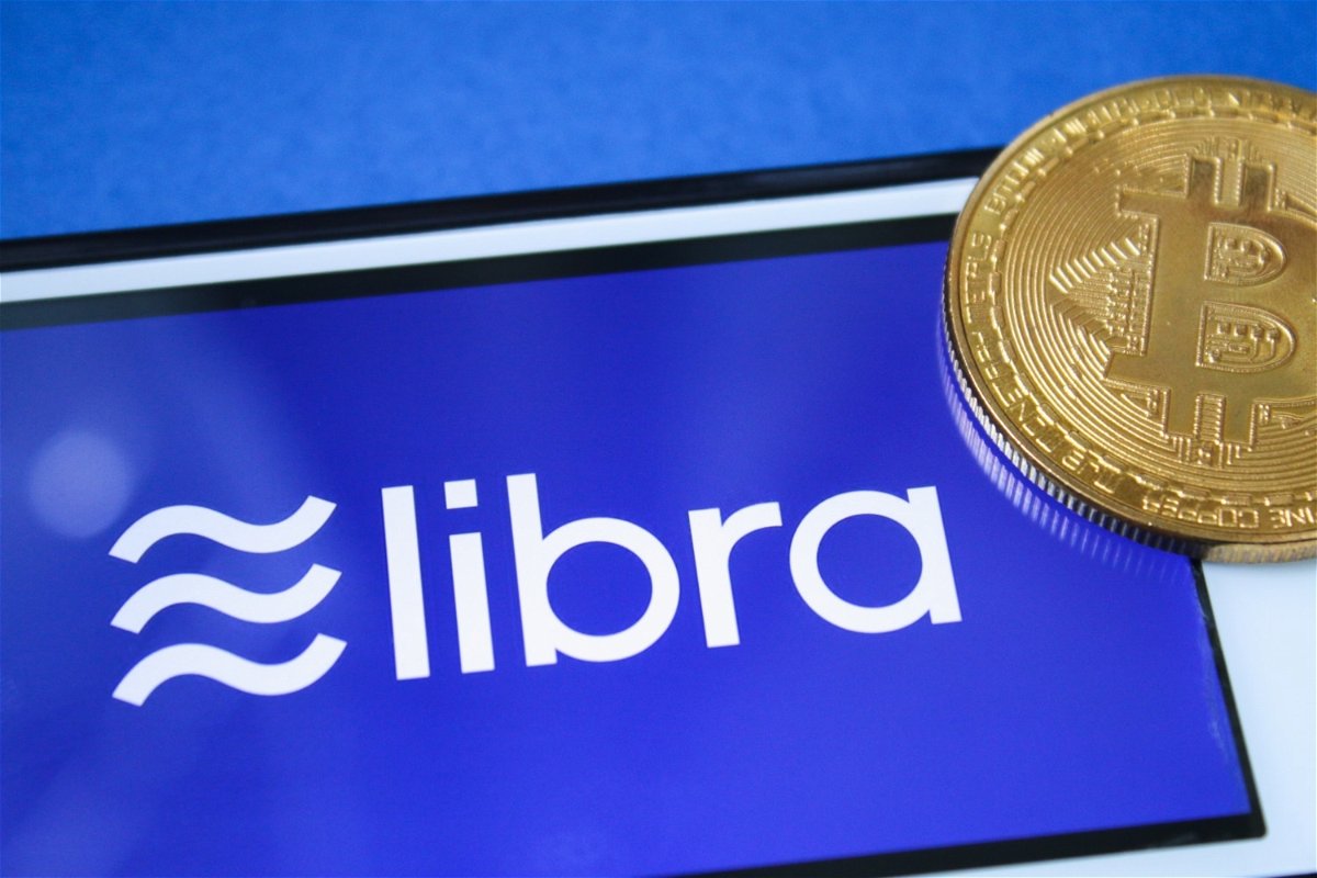 Libra Facebook cryptocurrency screen mobile Iphone. Bitcoin cryptocurrency. Libra coins concept. Stavropol, June 2019